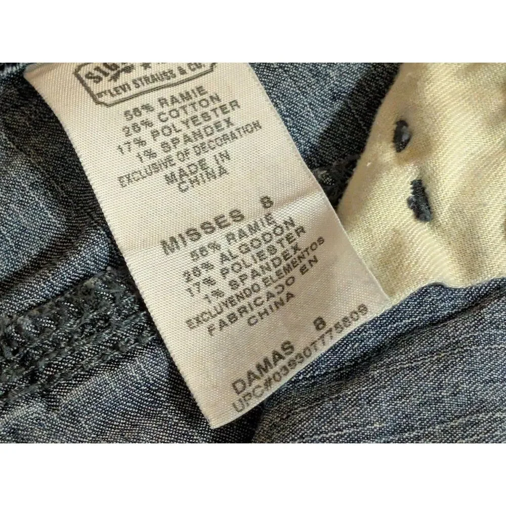 Signature Levi Strauss Wide Hem Denim Trouser Shorts Flap Pockets - Size 8
